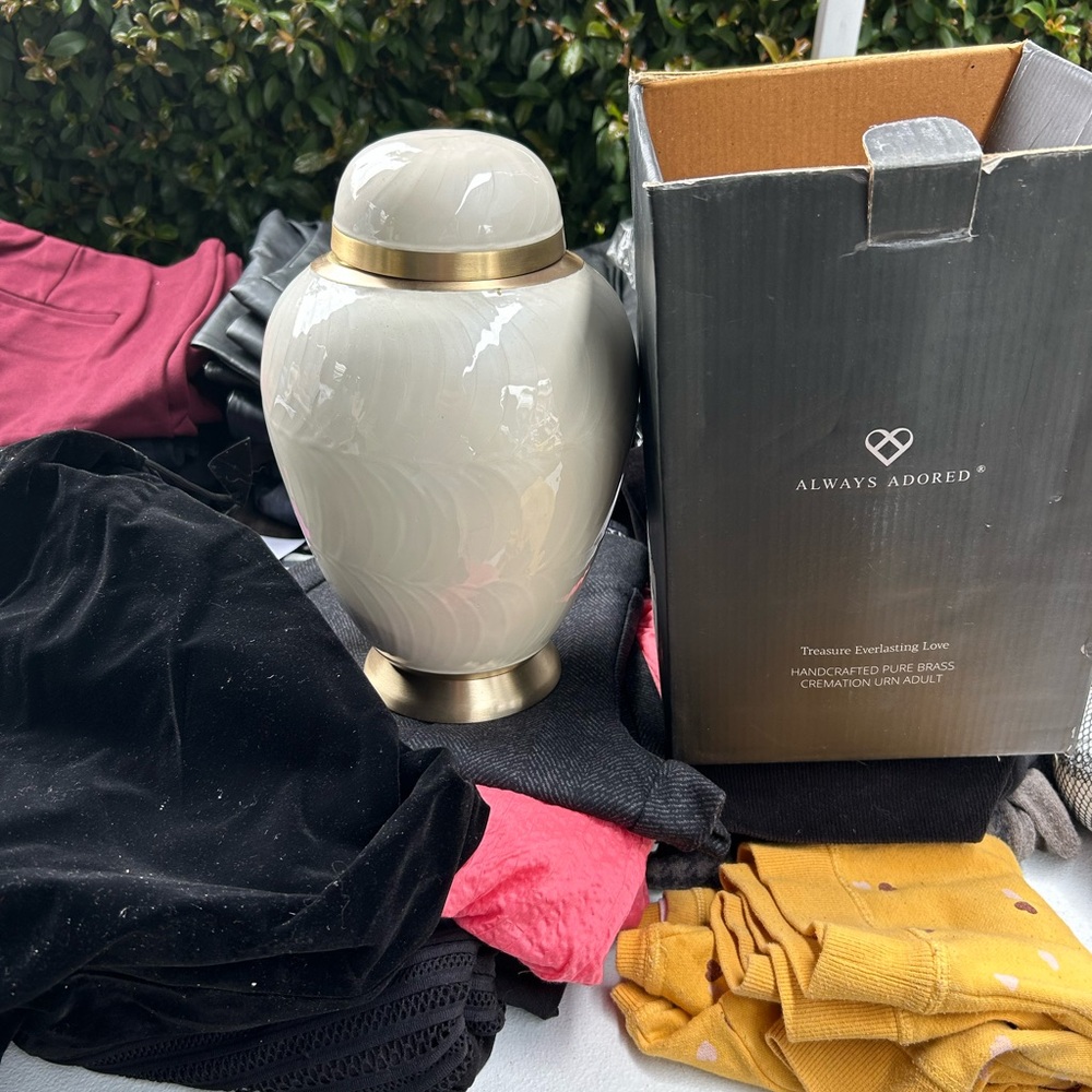 Cream and Gold Decorative Urn